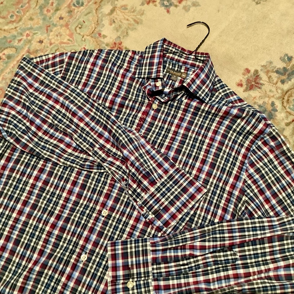 Peter Millar Summer Comfort Red/Black/Blue Plaid Shirt - Men's Med - EUC - Picture 2 of 6